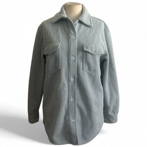 Joie FLEECED Flannel SHACKET Light Blue Button up Jacket sz XS
